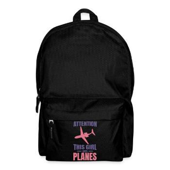 Flugzeug Mädchen - Rucksack - Schwarz - Vorne