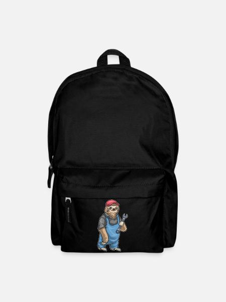 Faultier Mechaniker Schraubenschlüssel Werkstatt - Rucksack - Schwarz