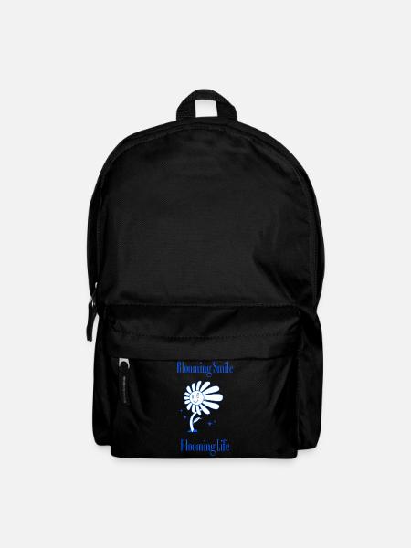 Blooming Smile – Floral Graphic with a Message - Backpack - black