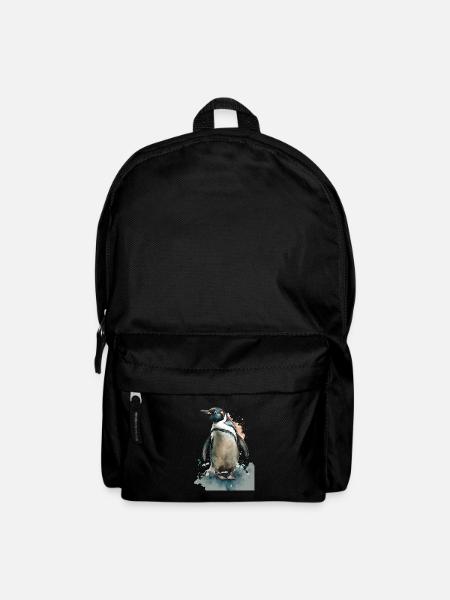 Pinguin Aquarell Wasserfarben Gemälde - Rucksack - Schwarz