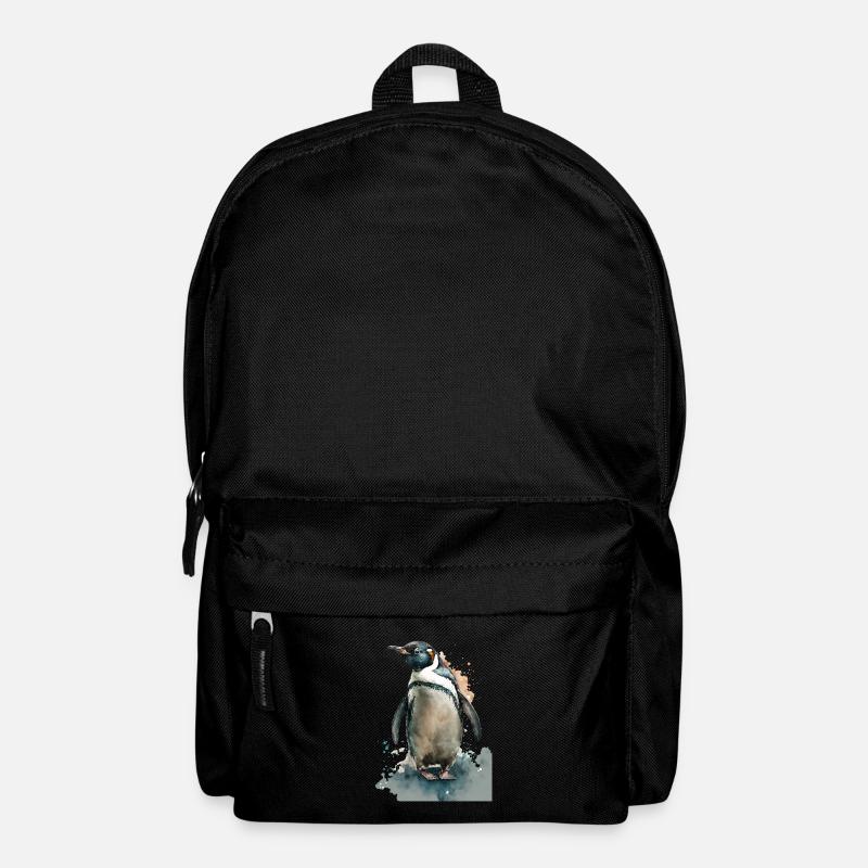 Pinguin Aquarell Wasserfarben Gemälde - Rucksack - Schwarz