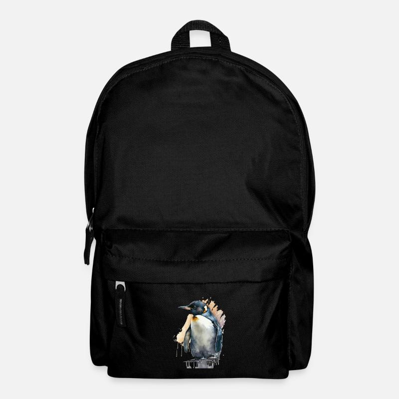 Pinguin Aquarell Wasserfarben Gemälde - Rucksack - Schwarz