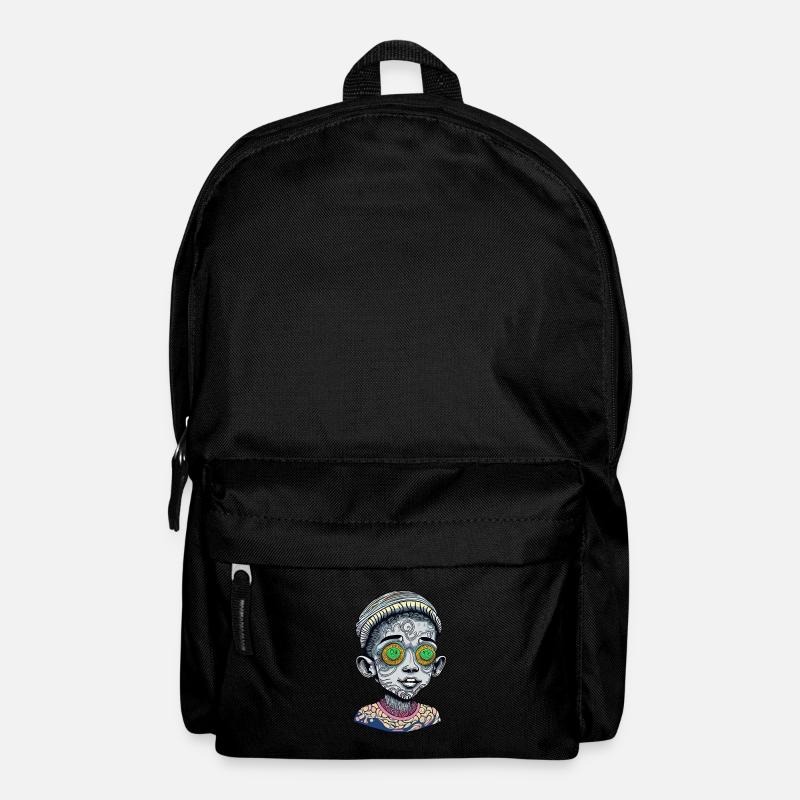 Psychedelic Colored Kid Face with Strange and Deep - Backpack - black