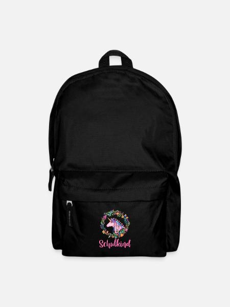 Unicorn Flowers Colorful Schoolchild - Backpack - black