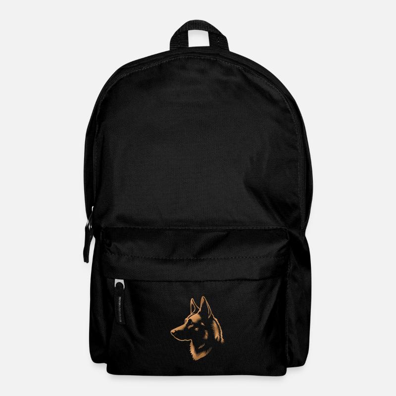 Malinois, Tête de chien, Dessin bronze - Sac à dos - noir