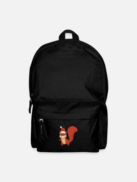 Freches Eichhörnchen mit Weihnachtsmütze - Rucksack - Schwarz