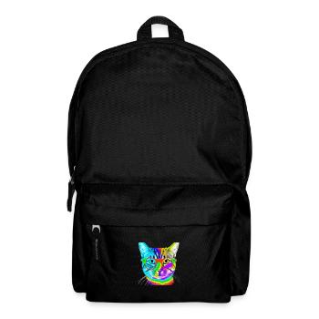 cat colorful glasses gift idea sweet cool - Backpack - black - Front