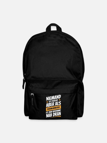 Niemand ist perfekt - Sozialarbeiter - Spruch - Rucksack - Schwarz