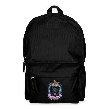 Cute Leonberger dog with crown and orchids - Backpack - black - Front