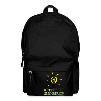 Rettet die Glühbirne! - Save the Bulb! - Rucksack - Schwarz - Vorne