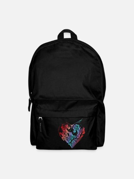 ART heart Ornament / kunstvoll gestaltetes Herz - Rucksack - Schwarz