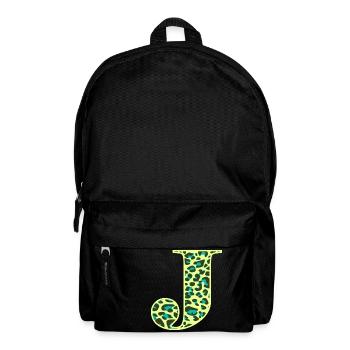 Buchstabe J Anfangsbuchstabe Initialen Leopard Leo - Rucksack - Schwarz - Vorne