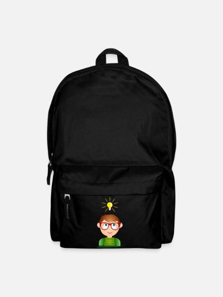 Junge mit Brille und einer leuchtenden Glühbirne - Rucksack - Schwarz