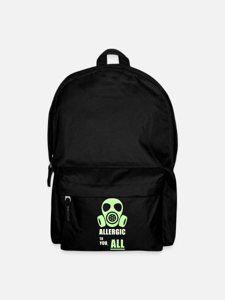 Allergisch gegen dich – Gasmaske Humor T-Shirt - Rucksack - Schwarz
