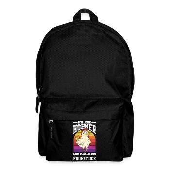 I love chickens – they poop breakfast - Backpack - black - Front