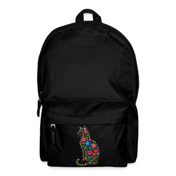 Katze Blumen - Rucksack - Schwarz - Vorne