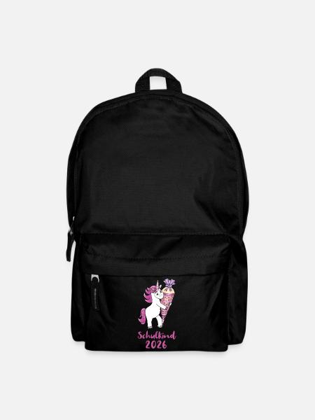 Einhorn mit Zuckertüte Einschulung Schulkind 2026 - Rucksack - Schwarz