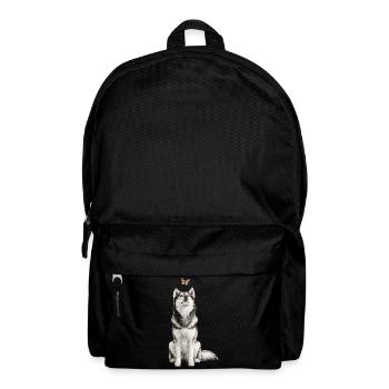 Husky Hund mit Schmetterling Motiv Dog Lovers - Rucksack - Schwarz - Vorne