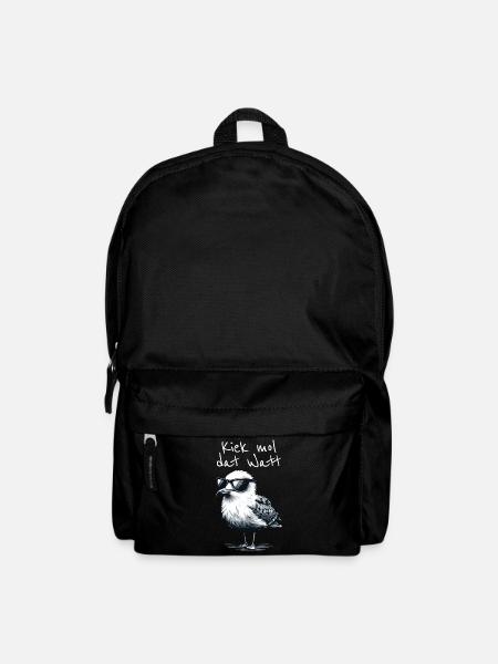 Kiek mol dat Watt Wattwanderer Möwe Spruch - Rucksack - Schwarz