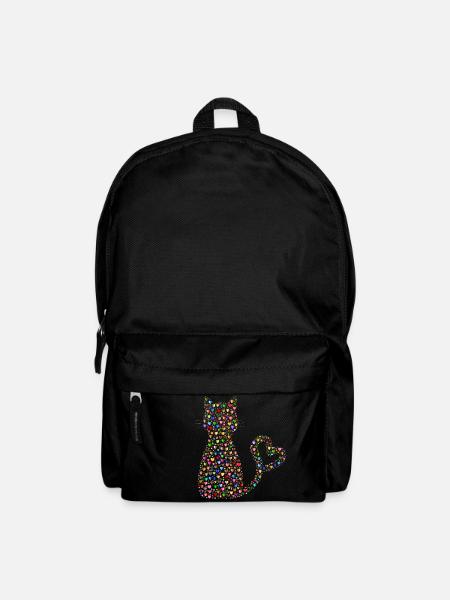 Katze aus bunten Herzen. Geschenkidee - Rucksack - Schwarz