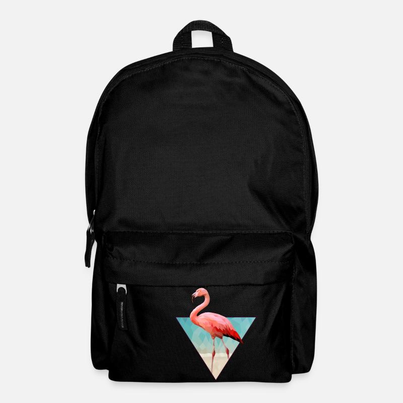 Pink Flamingo am Strand im Low Poly Style - Rucksack - Schwarz