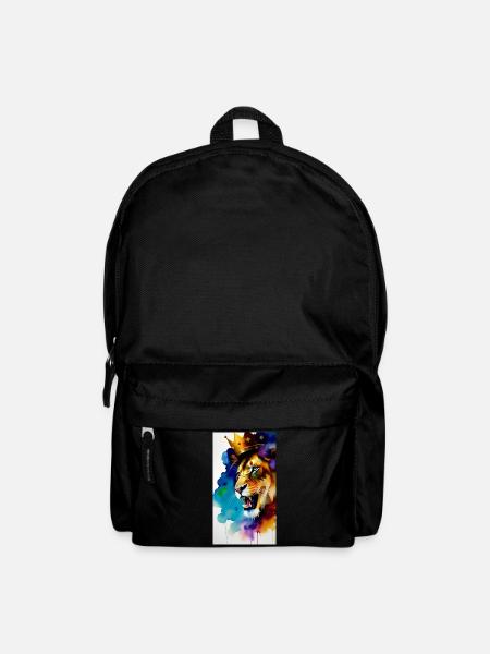 Crowned Lion Watercolour - Backpack - black