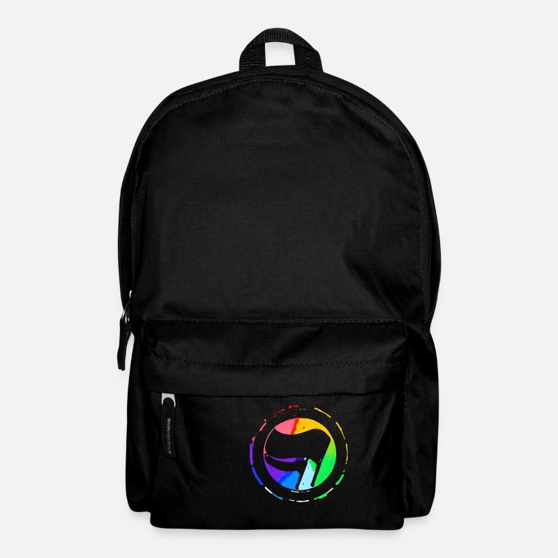 Regenbogen Antifa Flagge - Rucksack - Schwarz