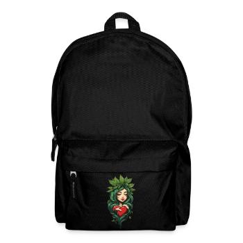 Pflanzenblätter Girl Herz Tattoo Streetwear - Rucksack - Schwarz - Vorne