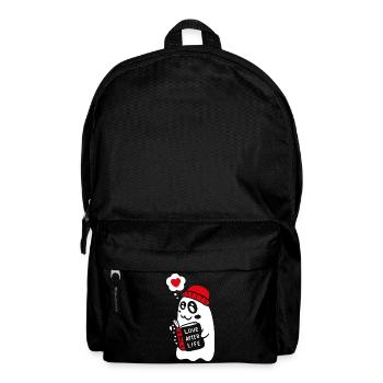 Cute Ghost Reading Romantic Book - Backpack - black - Front
