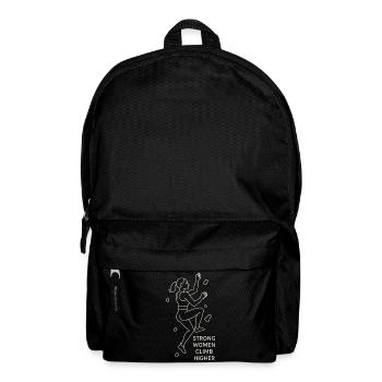 Strong Women Climb Higher – Female Climber Line Art - Backpack - black - Front