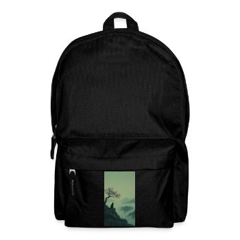 Schwarze Katze am Sakura-Baum – Asian Zen Design - Rucksack - Schwarz - Vorne