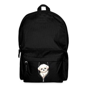 Bichon Fris looks through zipper - Backpack - black - Front