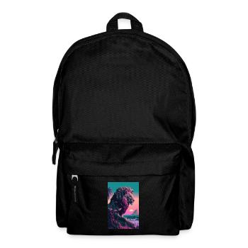 Löwe Vaporwave Retro Sonne Strand Tier 80s 90s - Rucksack - Schwarz - Vorne