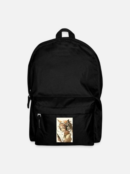 Anime Cat Girl Manga Otaku Waifu - Sac à dos - noir