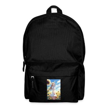 Anime Girl Anime Girl Waifu Otaku Sunflowers - Backpack - black - Front