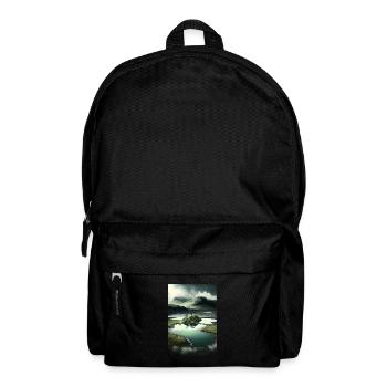 Surrelistic landscape mountains river pond meadows - Backpack - black - Front
