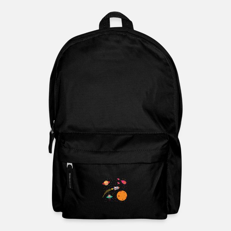 Weltall Rakete Sterne Space Sonnensystem Kinder - Rucksack - Schwarz