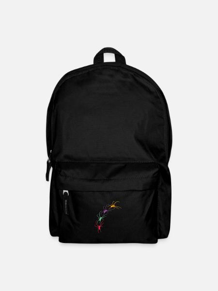 Große bunte Spinnen krabbeln diagonal - Rucksack - Schwarz
