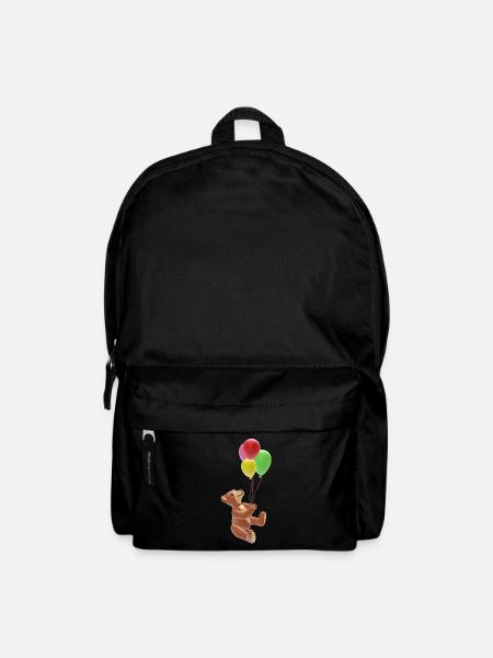 Teddy mit bunten Ballons - 3D - Rucksack - Schwarz
