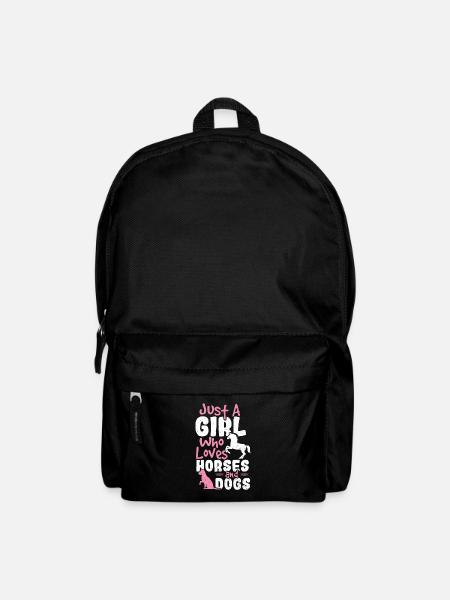 Just A Girl Horses And Dogs - Hunde - Rucksack - Schwarz