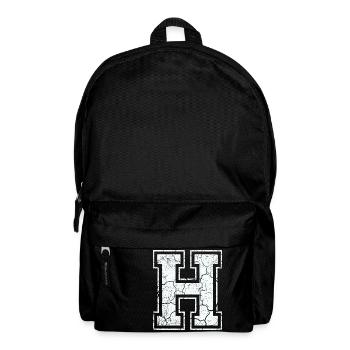 Letter H in white in the used look - Backpack - black - Front