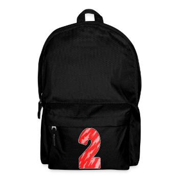 Zwei - 2 - Nummer Zahl Rot Muster - Rucksack - Schwarz - Vorne