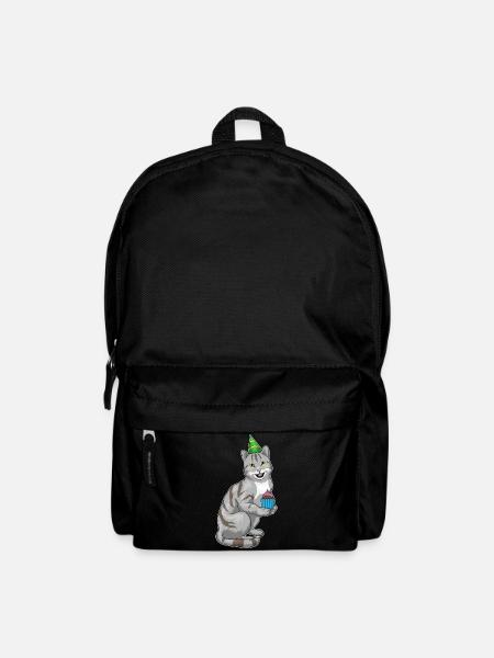 Katze Geburtstag Cupcake - Rucksack - Schwarz