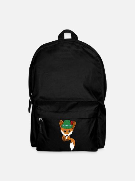 Fox with traditional hat in pocket - Backpack - black