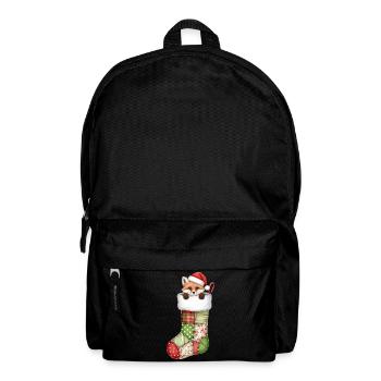Süßer Cartoon-Fuchs in Weihnachtssocke - Rucksack - Schwarz - Vorne