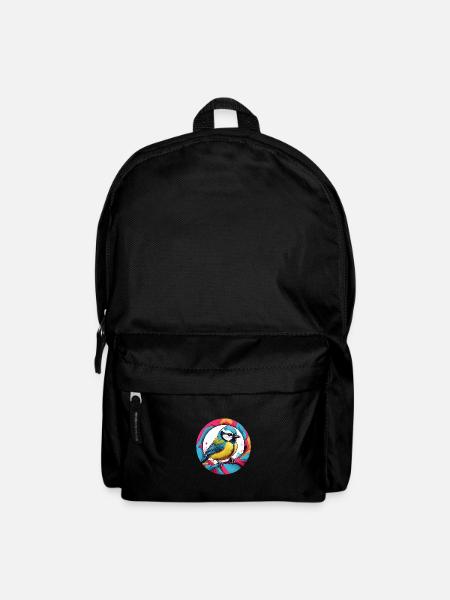 Farbenfrohes Blaumeisen Motiv - Rucksack - Schwarz