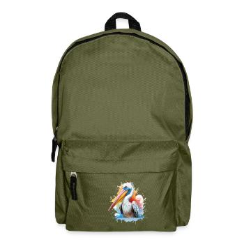 Pelican watercolor portrait – nature lovers - Backpack - olive green - Front