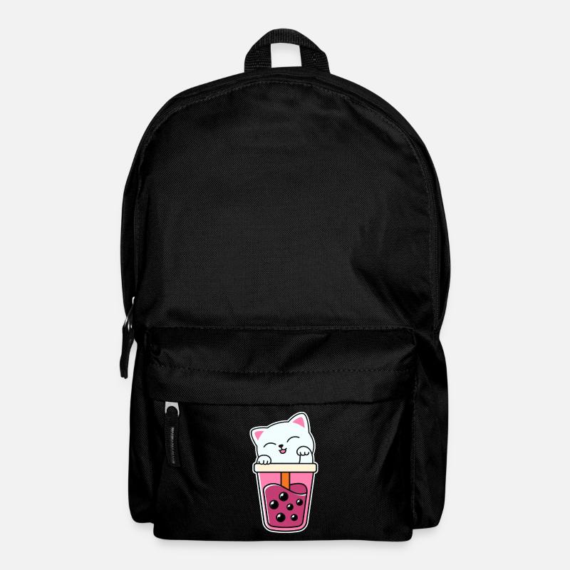 Süße Katze Kätzchen trinkt Boba Tea Bubble Tea - Rucksack - Schwarz