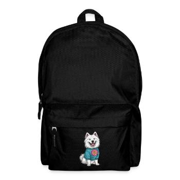Samojede Spitz im Cartoonstil mit schönen Blumen - Rucksack - Schwarz - Vorne