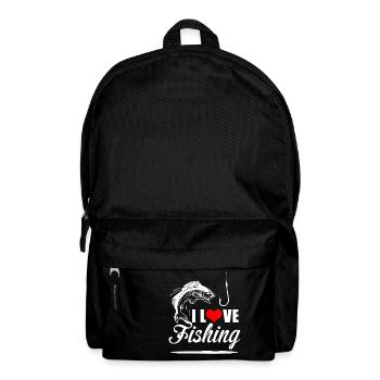 Design "I love fishing" - Backpack - black - Front